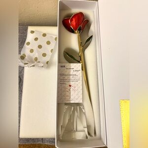 Valentine Gift Red and Gold Rose Ornament 24K Gold Dipped